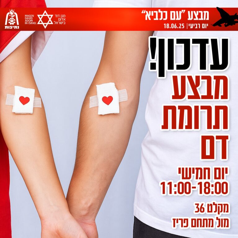 מבצע הצלת חיים בנתיבות התרמת דם בשיתוף מדא ועיריית נתיבות