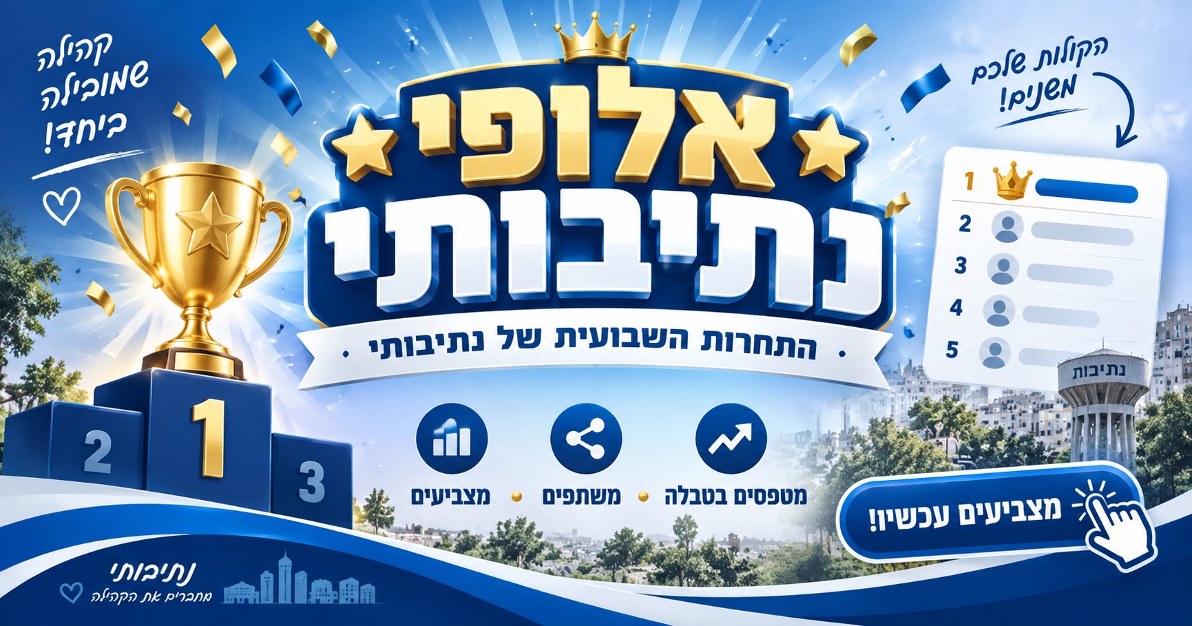 אלופי נתיבותי יוצאים לדרך: מצביעים, משתפים וזוכים בכל שבוע בפרסים