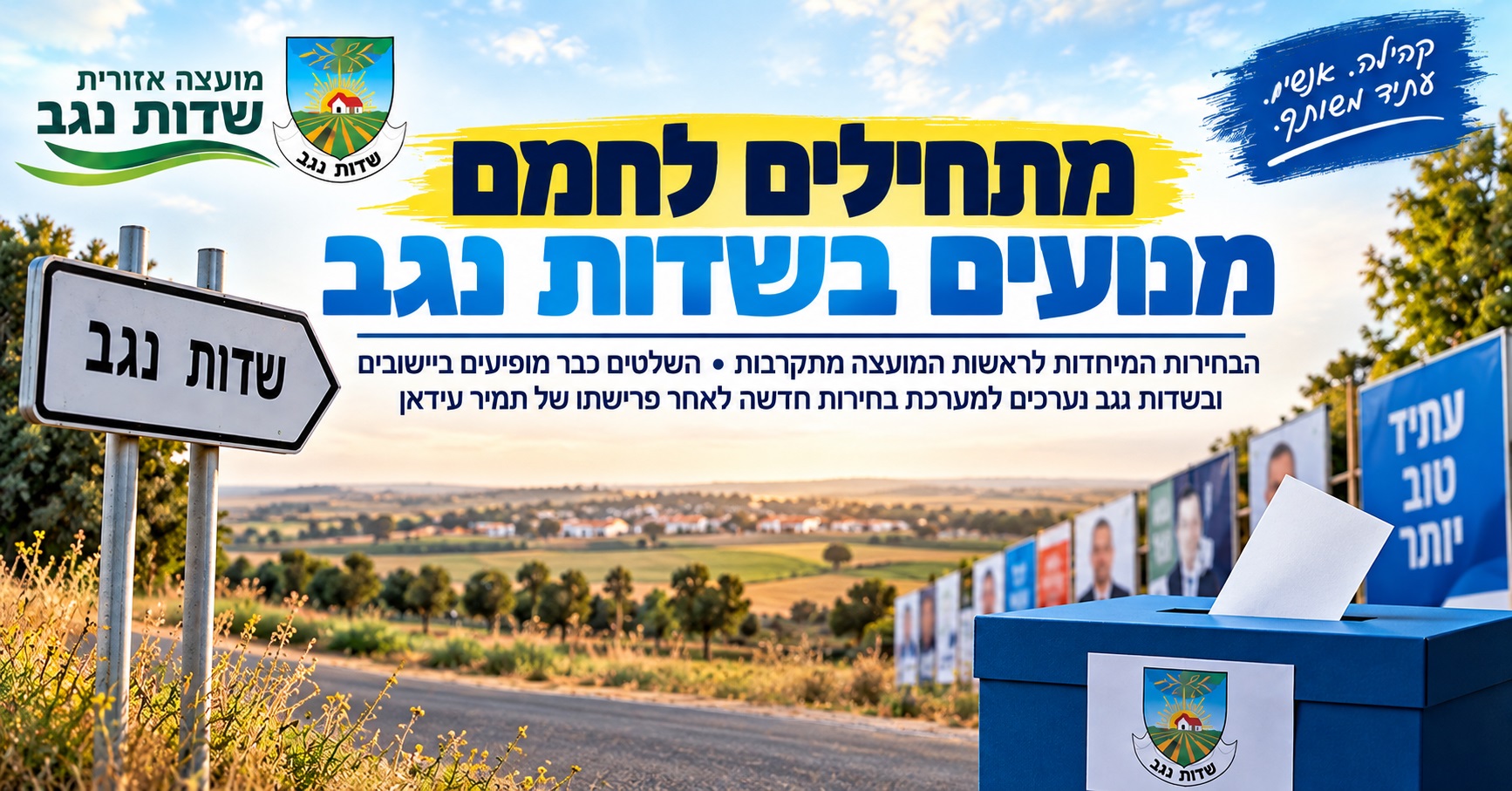 המרוץ לראשות שדות נגב יוצא לדרך -שדות נגב בוחרת מחדש