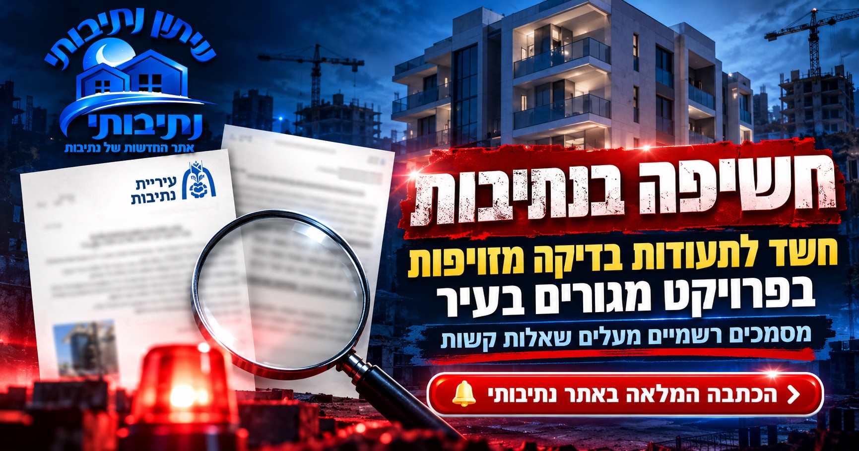 חשיפה בנתיבות: חשד לתעודות בדיקה מזויפות בפרויקט מגורים – תעודת גמר כבר הונפקה