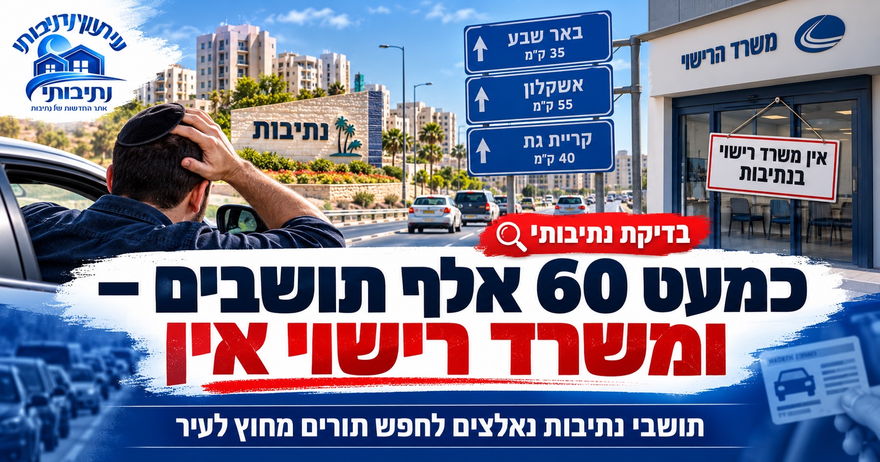 כמעט 60 אלף תושבים – ומשרד רישוי אין: עד מתי תושבי נתיבות יצטרכו לרדוף אחרי שירות בסיסי?